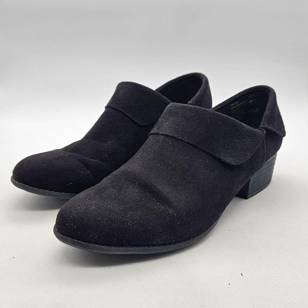 American Eagle Shoes Womens Size 8 Black Faux Suede Ankle Booties Block Heel